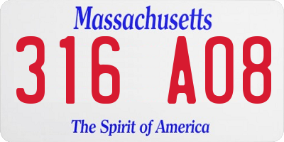 MA license plate 316AO8
