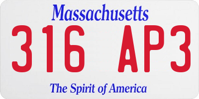 MA license plate 316AP3