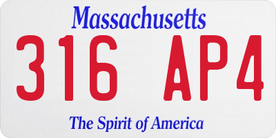 MA license plate 316AP4