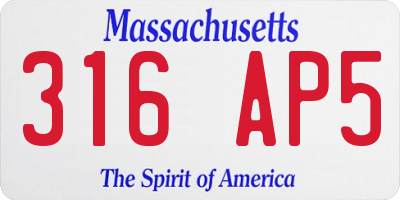 MA license plate 316AP5