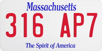 MA license plate 316AP7