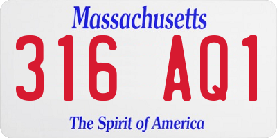 MA license plate 316AQ1