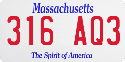 MA license plate 316AQ3