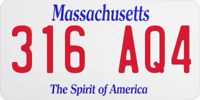 MA license plate 316AQ4