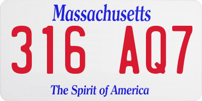 MA license plate 316AQ7