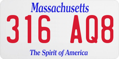MA license plate 316AQ8