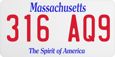 MA license plate 316AQ9
