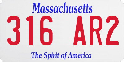 MA license plate 316AR2