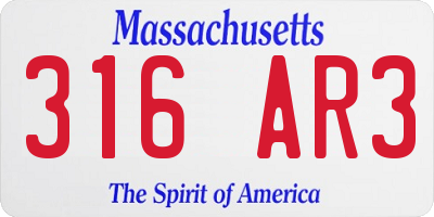 MA license plate 316AR3