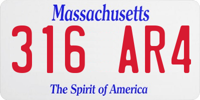 MA license plate 316AR4