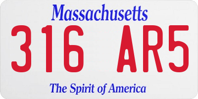 MA license plate 316AR5
