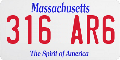 MA license plate 316AR6
