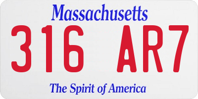 MA license plate 316AR7