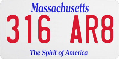 MA license plate 316AR8