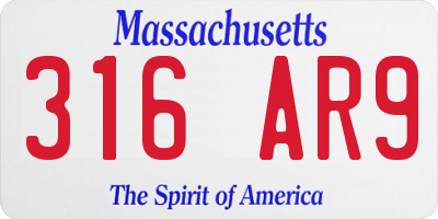 MA license plate 316AR9