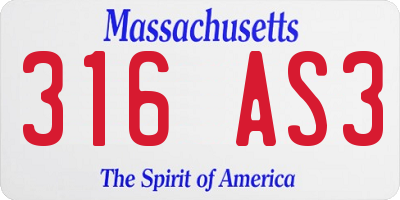 MA license plate 316AS3