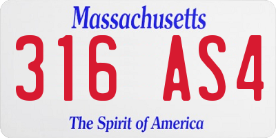 MA license plate 316AS4
