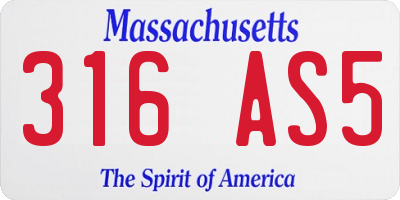 MA license plate 316AS5