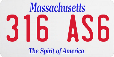 MA license plate 316AS6