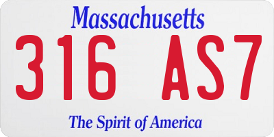 MA license plate 316AS7