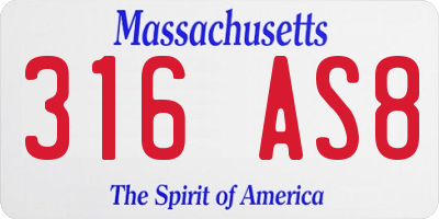 MA license plate 316AS8