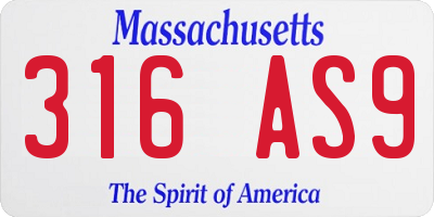 MA license plate 316AS9