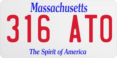 MA license plate 316AT0