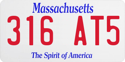 MA license plate 316AT5