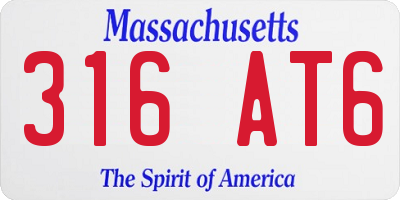 MA license plate 316AT6
