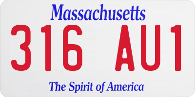 MA license plate 316AU1