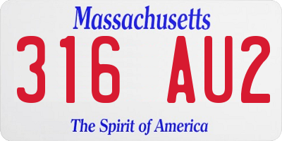 MA license plate 316AU2