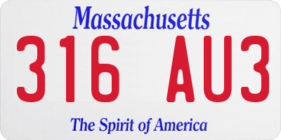 MA license plate 316AU3