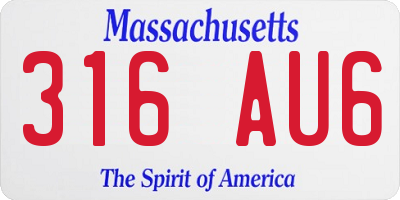 MA license plate 316AU6