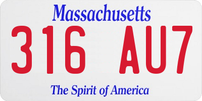 MA license plate 316AU7