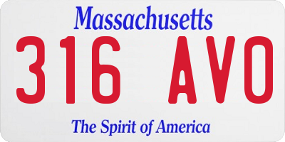 MA license plate 316AV0