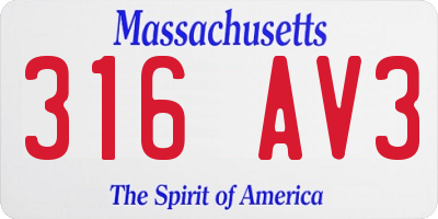 MA license plate 316AV3