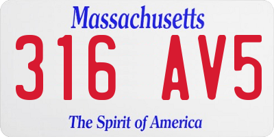 MA license plate 316AV5