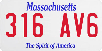 MA license plate 316AV6