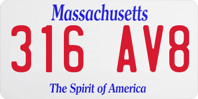 MA license plate 316AV8