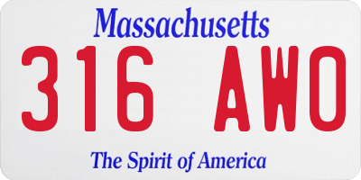 MA license plate 316AW0
