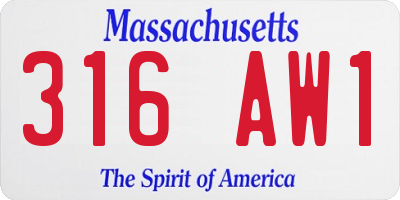 MA license plate 316AW1