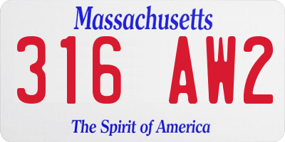 MA license plate 316AW2