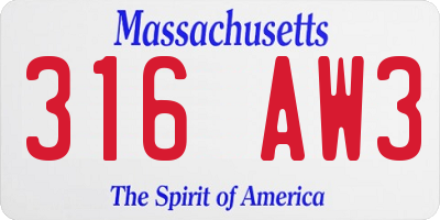 MA license plate 316AW3