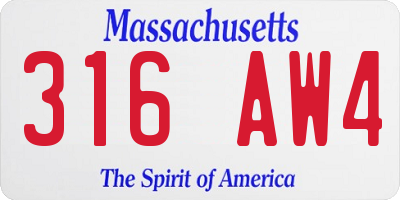 MA license plate 316AW4