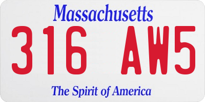MA license plate 316AW5