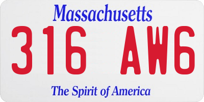 MA license plate 316AW6