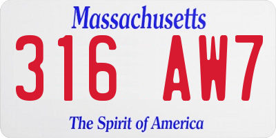 MA license plate 316AW7