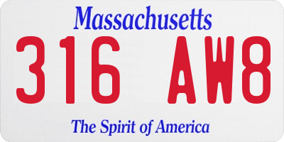 MA license plate 316AW8