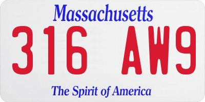 MA license plate 316AW9