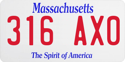 MA license plate 316AX0
